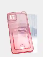 Желтый чехол для Samsung A22S/A226B силиконовый прозрачный с кармашком для карт