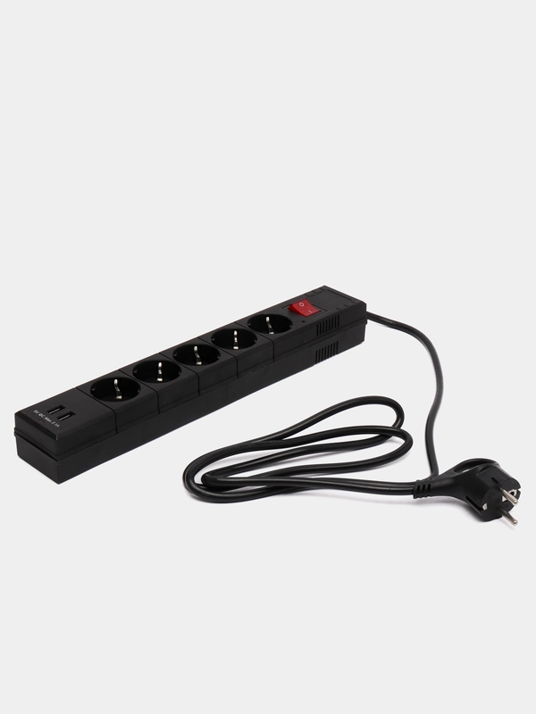 Сетевой фильтр 5 гнезд с заземл.  2USB 1,5м черный duwi 32591 8