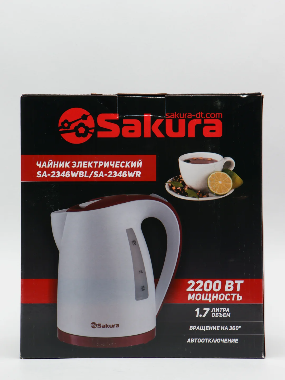 Белый чайник электрический Sakura SA-2346WR, 1850-2200 Вт