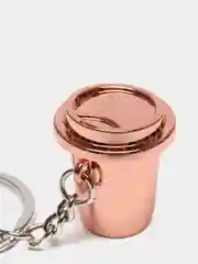 Розовый брелок для ключей "Кофейный стакан", металлический
