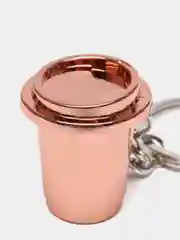 Розовый брелок для ключей "Кофейный стакан", металлический