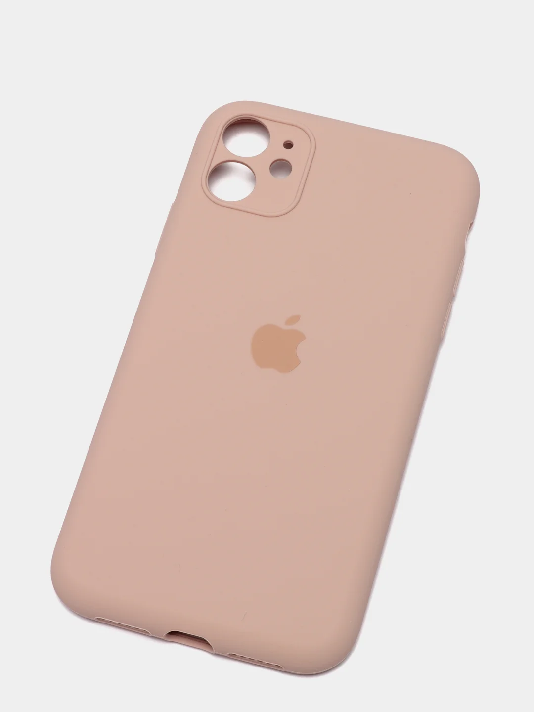 Светло-бежевый чехол Silicone Case для iPhone 13 /11/12/12 ProMax с защитой камеры с бархатной подкладкой