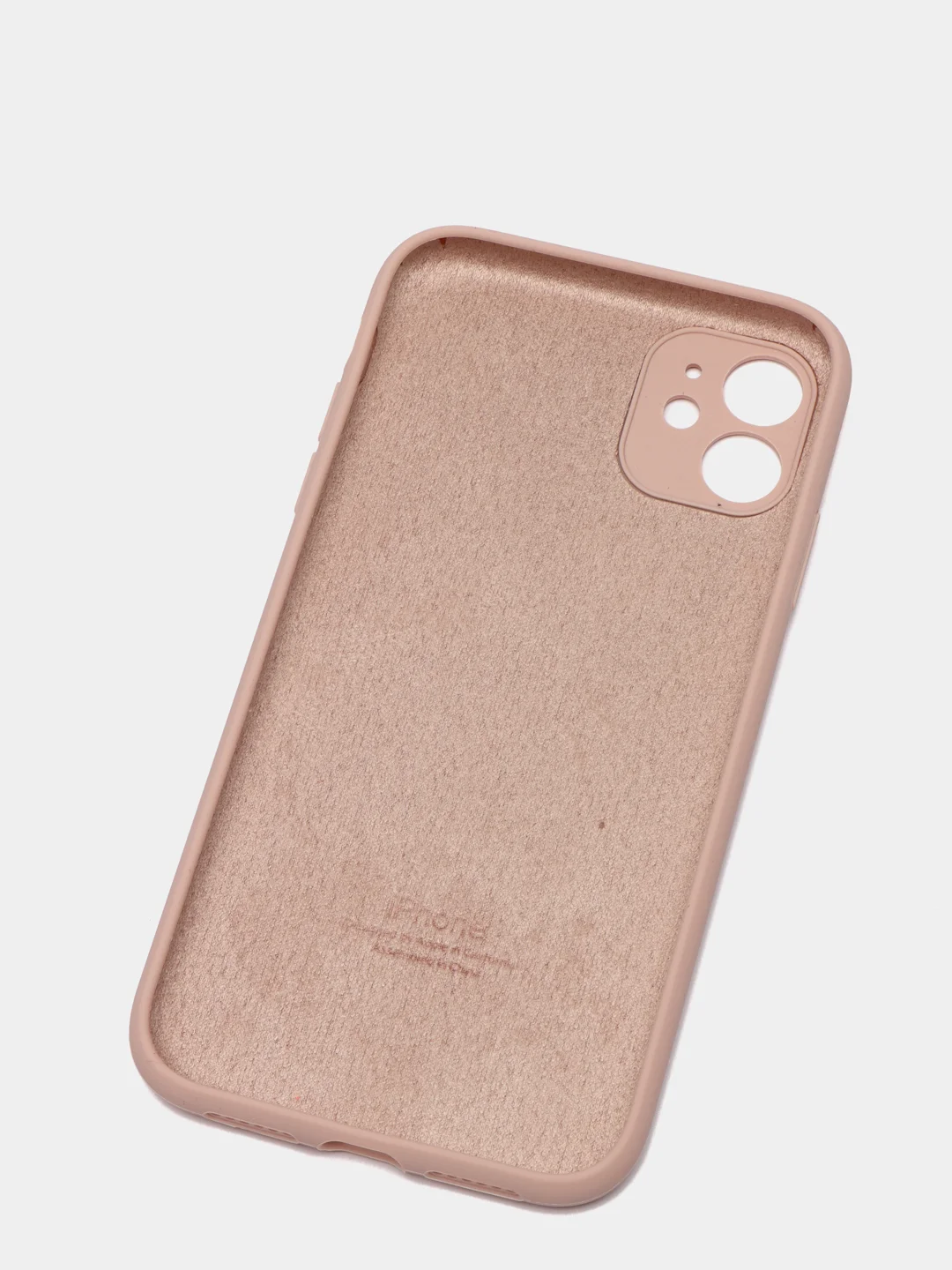 Светло-бежевый чехол Silicone Case для iPhone 13 /11/12/12 ProMax с защитой камеры с бархатной подкладкой