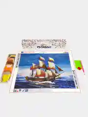 Красный алмазная мозаика 30х40 см без подрамника "Корабли"