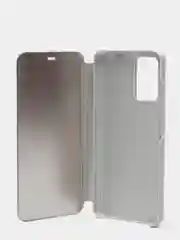 Серебряный зеркальный чехол-книжка с полупрозрачной панелью для Xiaomi Redmi 10