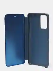 Синий зеркальный чехол-книжка с полупрозрачной панелью для Xiaomi Redmi 10