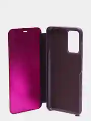 Розовый зеркальный чехол-книжка с полупрозрачной панелью для Xiaomi Redmi 10