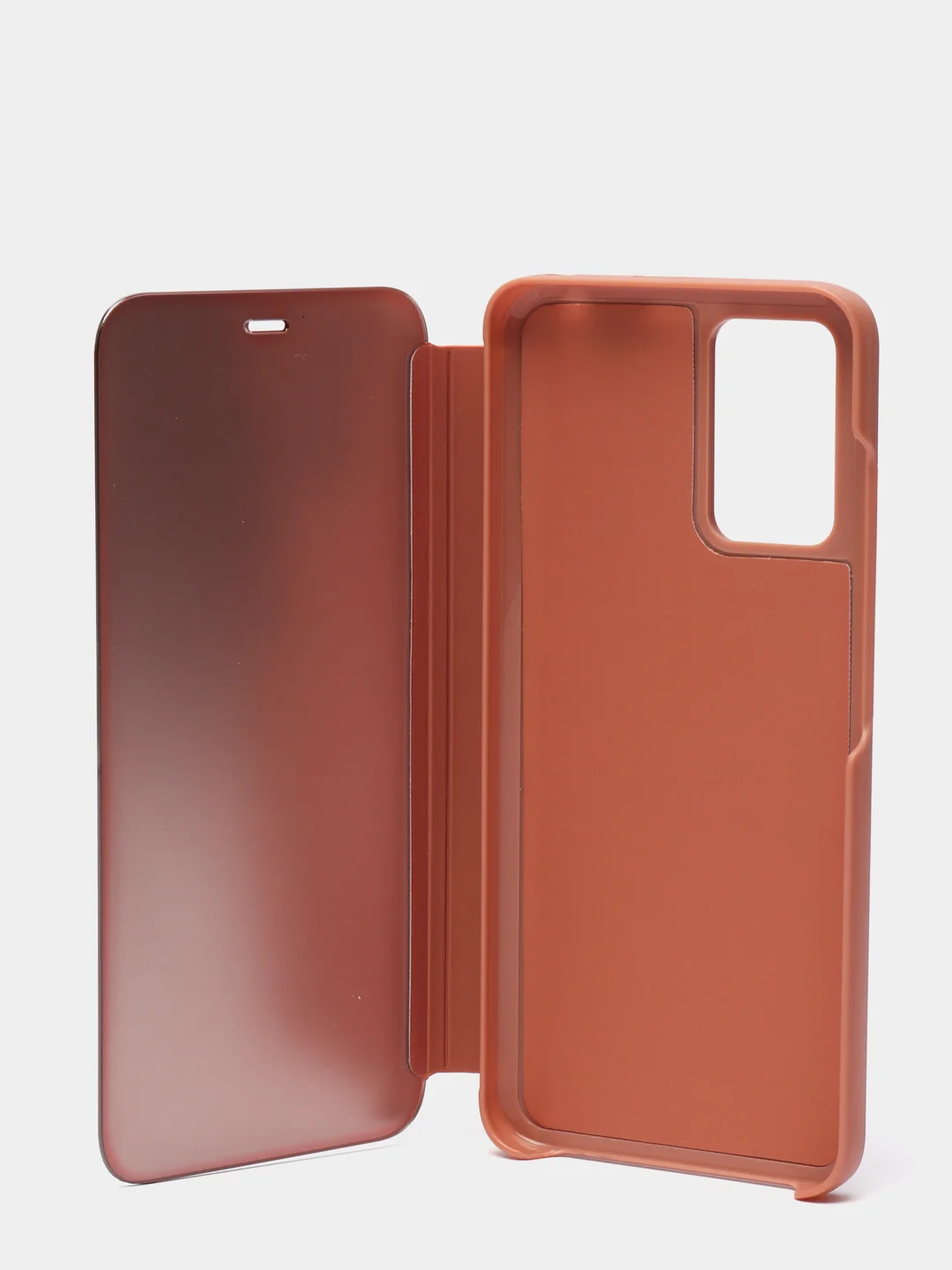 Пудровый зеркальный чехол-книжка с полупрозрачной панелью для Xiaomi Redmi 10