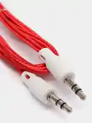 Красный кабель AUX в тканевой оплетке, AUX jack 3.5 мм, 0,85 м