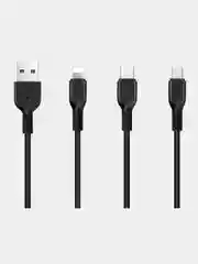 Белый кабель Type-C/ Lightning / Micro USB, кабель для iPhone/Android, 1 м, X13, быстрая зарядка