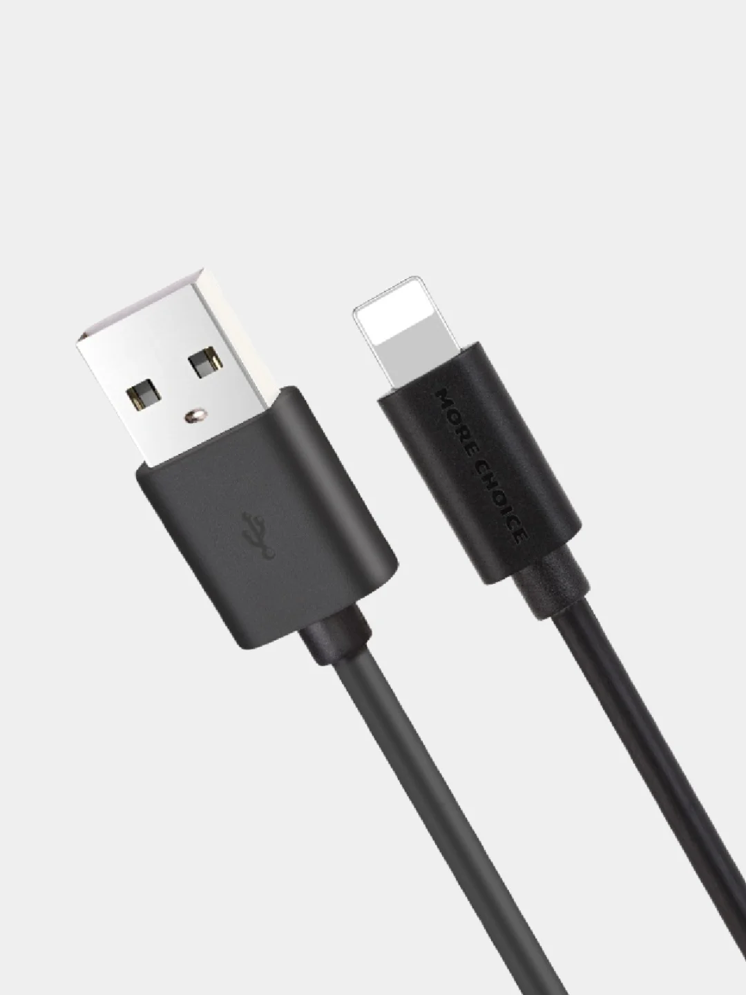 Черный кабель USB 2.4A Type-C / Apple 8-pin 1 м, быстрая зарядка, для iPhone, More choice K13i