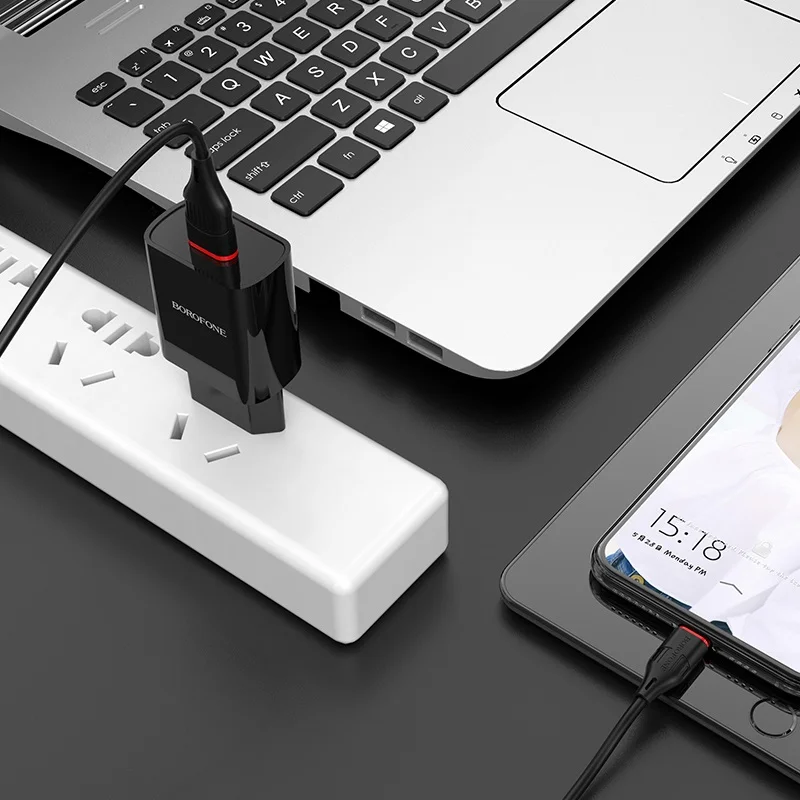 Сетевое зарядное устройство Borofone BA20A 1xUSB до 2.1А кабель Micro-USB/Type-C/Lightning