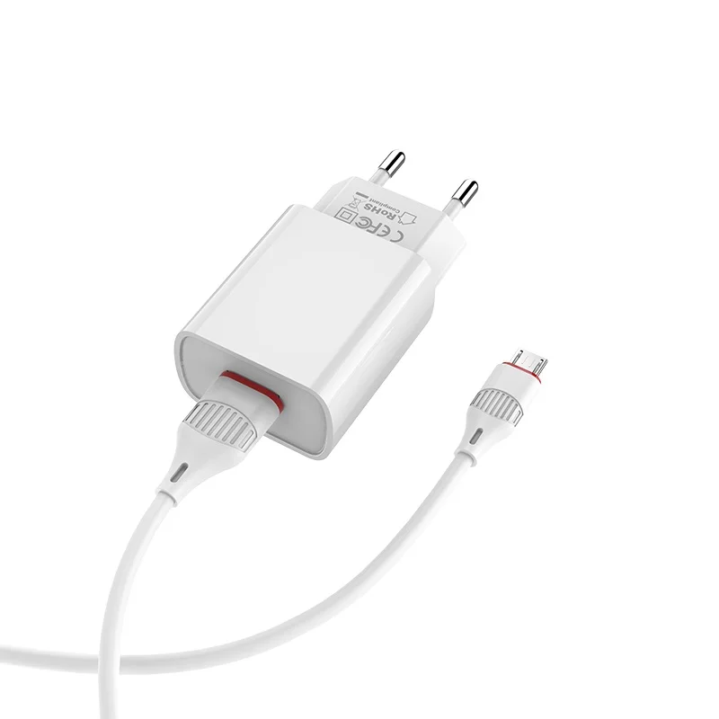 Сетевое зарядное устройство Borofone BA20A 1xUSB до 2.1А кабель Micro-USB/Type-C/Lightning