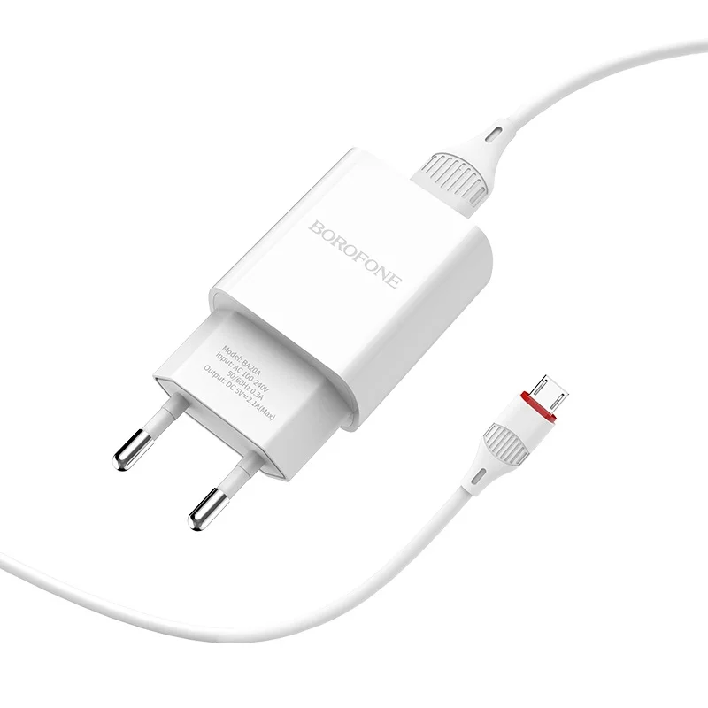 Сетевое зарядное устройство Borofone BA20A 1xUSB до 2.1А кабель Micro-USB/Type-C/Lightning
