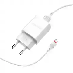 Сетевое зарядное устройство Borofone BA20A 1xUSB до 2.1А кабель Micro-USB/Type-C/Lightning