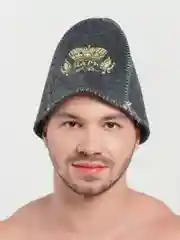Карамельный шапка банная, классическая, с вышивкой