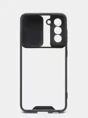 Черный чехол для Samsung Galaxy S21, Самсунг Галакси С21  пластиковый прозрачный с защитой камеры