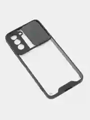 Черный чехол для Samsung Galaxy S21, Самсунг Галакси С21  пластиковый прозрачный с защитой камеры
