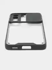 Черный чехол для Samsung Galaxy S21, Самсунг Галакси С21  пластиковый прозрачный с защитой камеры
