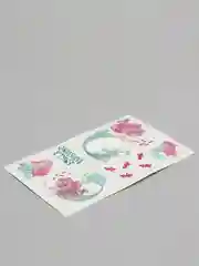 Кораллово-розовый татуировки детские  мультяшные, принцессы, русалки 12*7,5 см