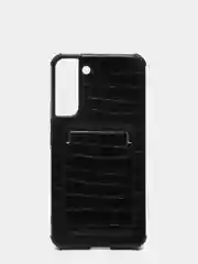 Черный чехол Samsung Galaxy S22, S22 Plus, S22 Ultra, Галакси С22, под кожу с карманом для карты