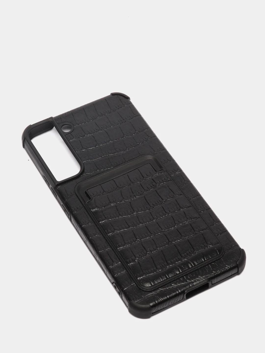 Черный чехол Samsung Galaxy S22, S22 Plus, S22 Ultra, Галакси С22, под кожу с карманом для карты