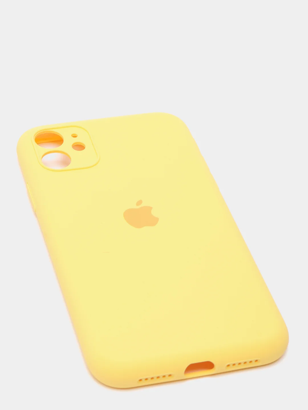 Желтый чехол Silicone Case для iPhone 13 /11/12/12 ProMax с защитой камеры с бархатной подкладкой