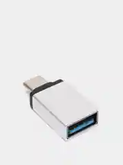 Серебряный адаптер переходник usb type c на usb otg