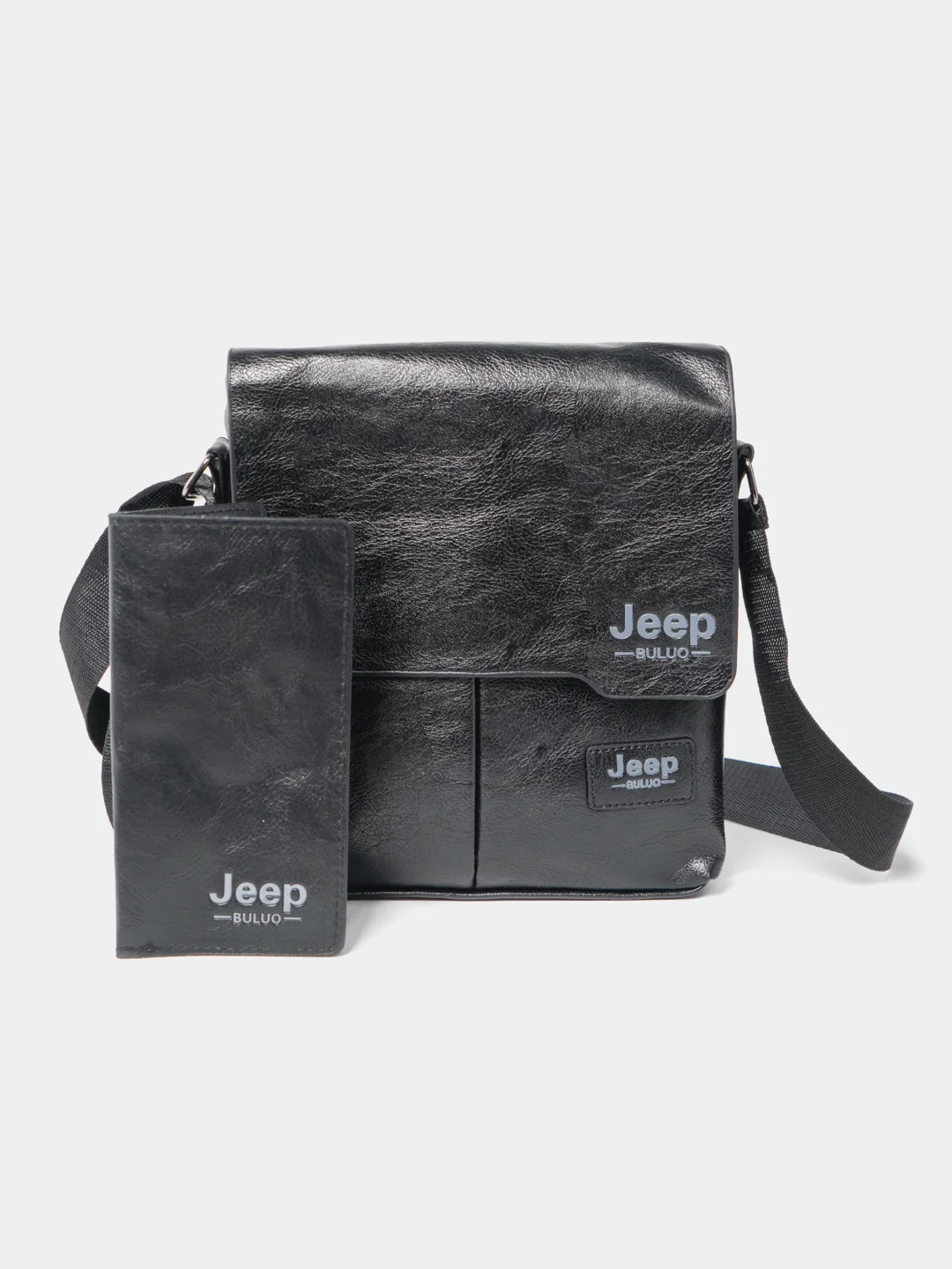 Черный сумка-планшет мужская для документов с портмоне Jeep Buluo,через плечо