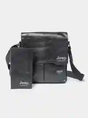 Черный сумка-планшет мужская для документов с портмоне Jeep Buluo,через плечо