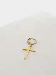 Золотой серьга-пирсинг с подвеской "Крест" из медицинской стали (цвет серебристый, золотой)