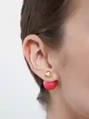 Коралловый серьги пусеты "Шарики"