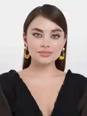 Желтый серьги "Цветы"