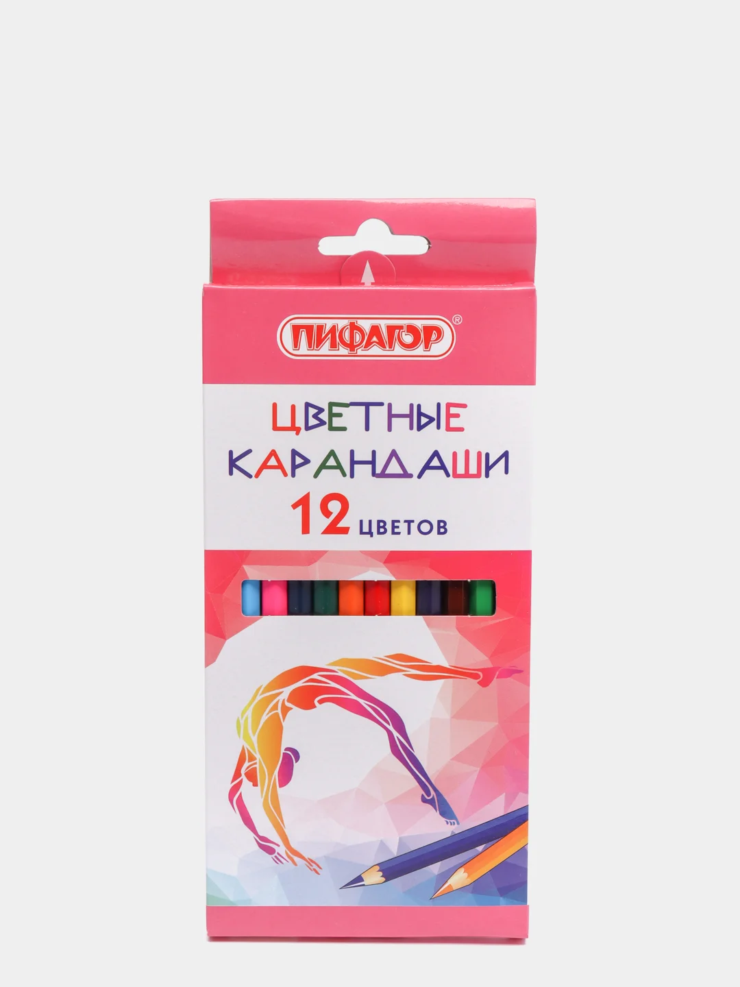 Карандаши цветные Пифагор "Быстрее! Выше! Сильнее!", 12 цветов