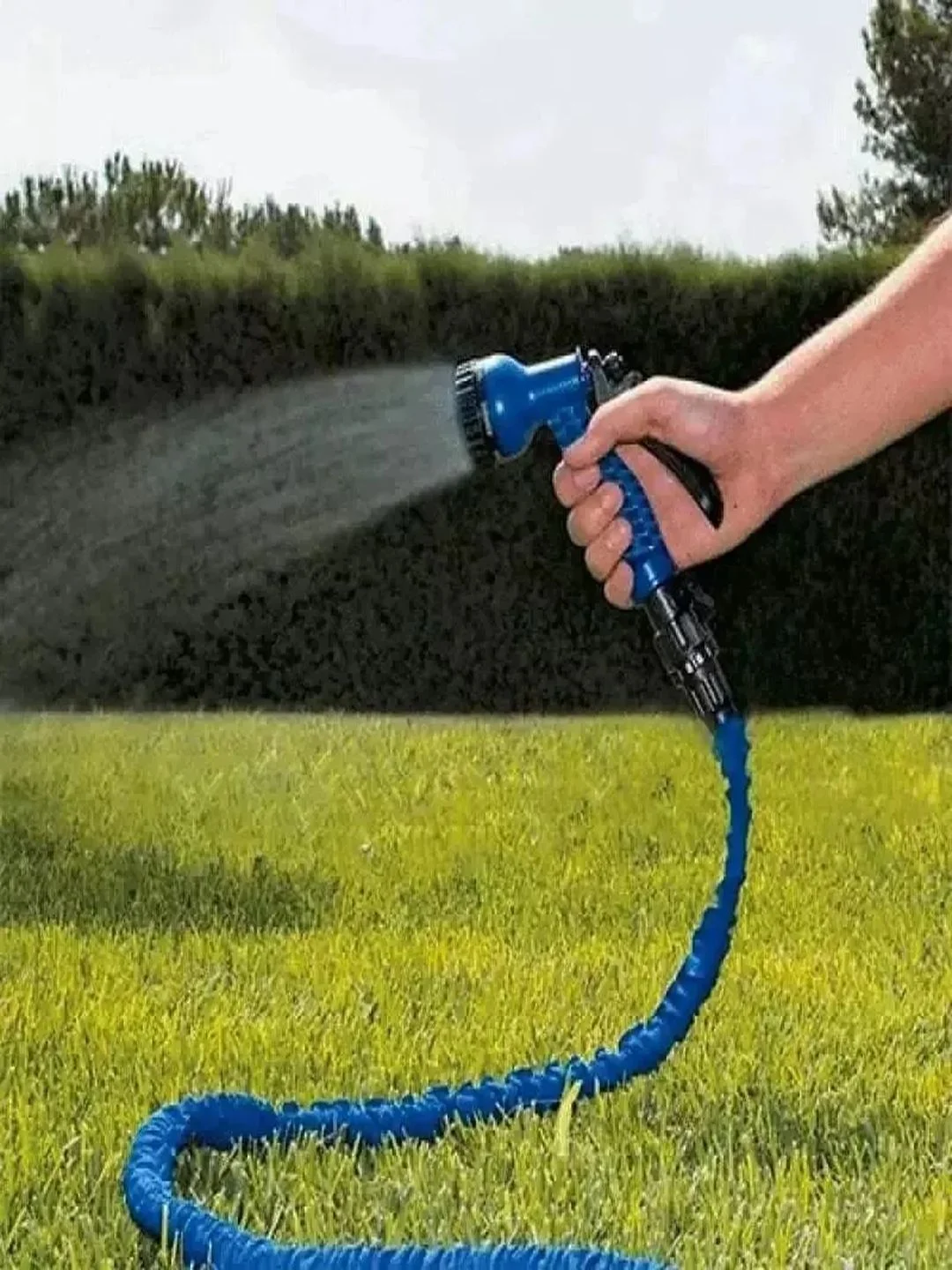 Шланг садовый складной растягивающийся для полива Magic Hose, 45 м, синий