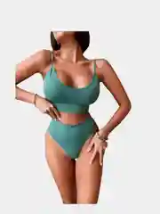 Бирюзовый женский комплект белья: топ и стринги