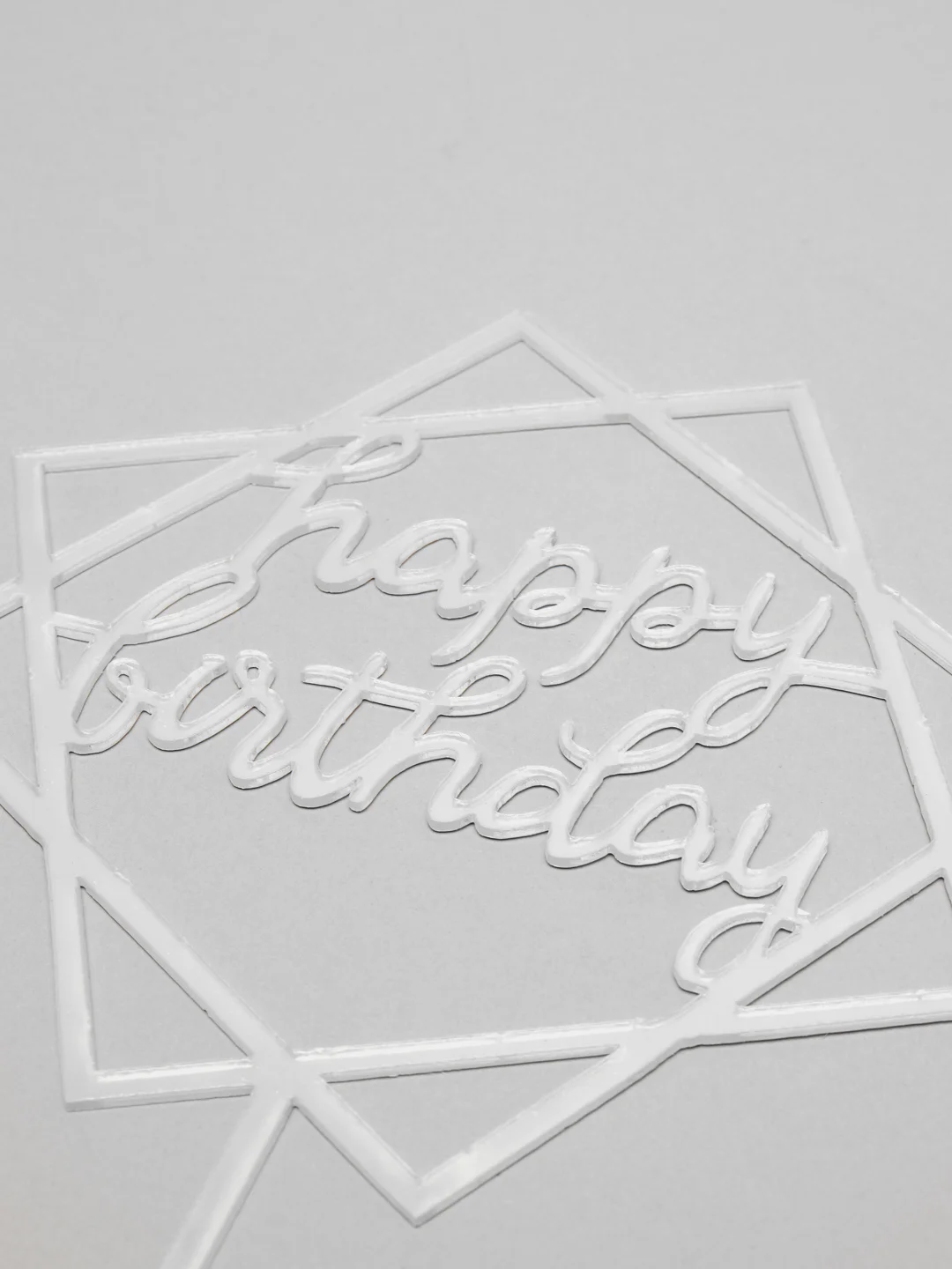 Серебряный топпер для торта Happy birthday (С днем рождения)