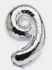 Серебряный воздушный шар "Цифра 6" 40-100 см, фольгированные
