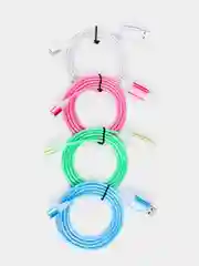 Белый кабель магнитный светящийся, коннекторы Lightning, Type-C, Micro-USB