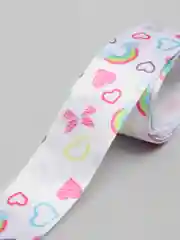 Белый лента атласная "Сердечки. Бантики", 2,5 см х 2 метра