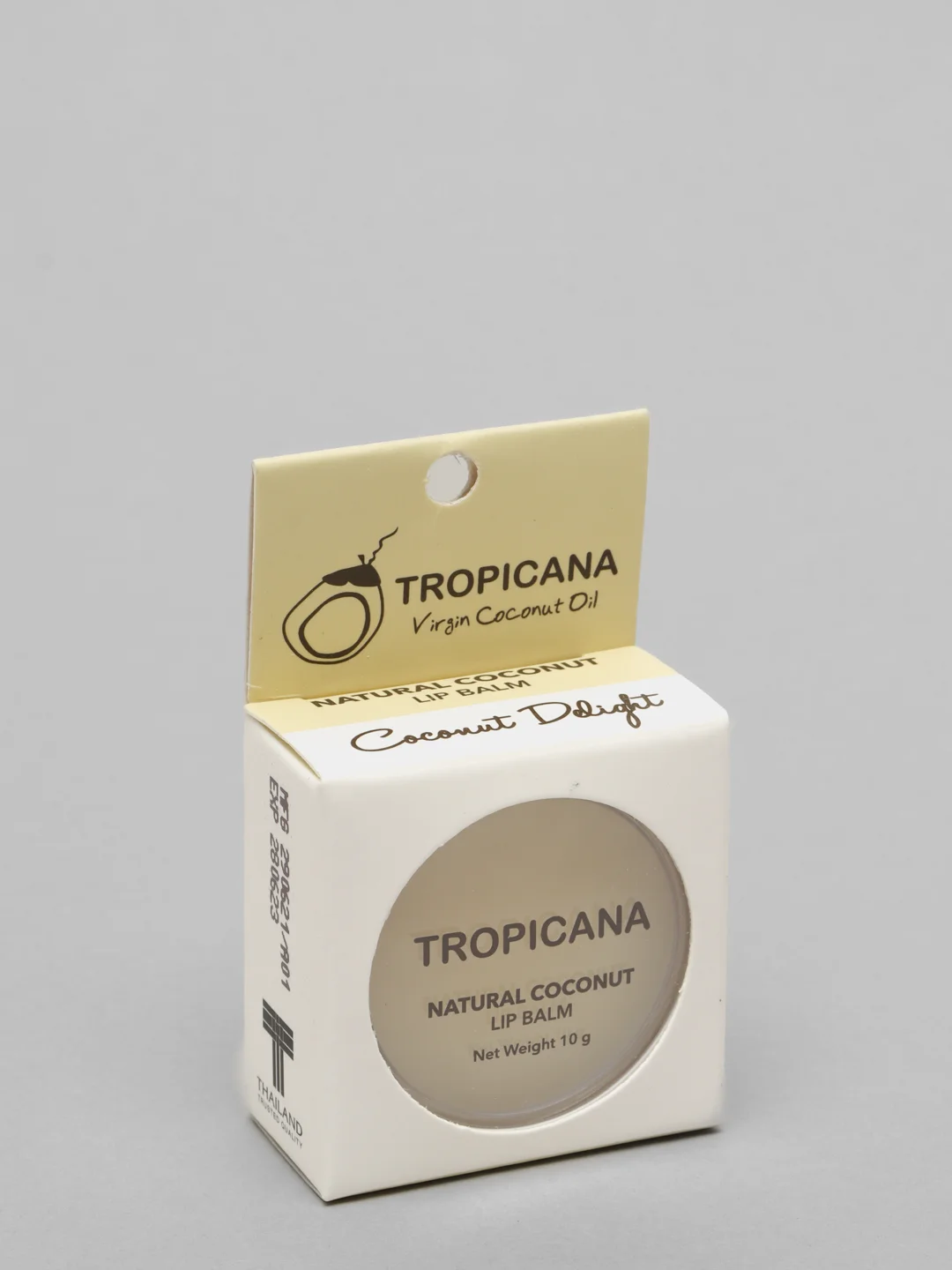 Бальзам для губ с кокосовым маслом "Кокос" Tropicana, 10 гр. / Тайская Косметика