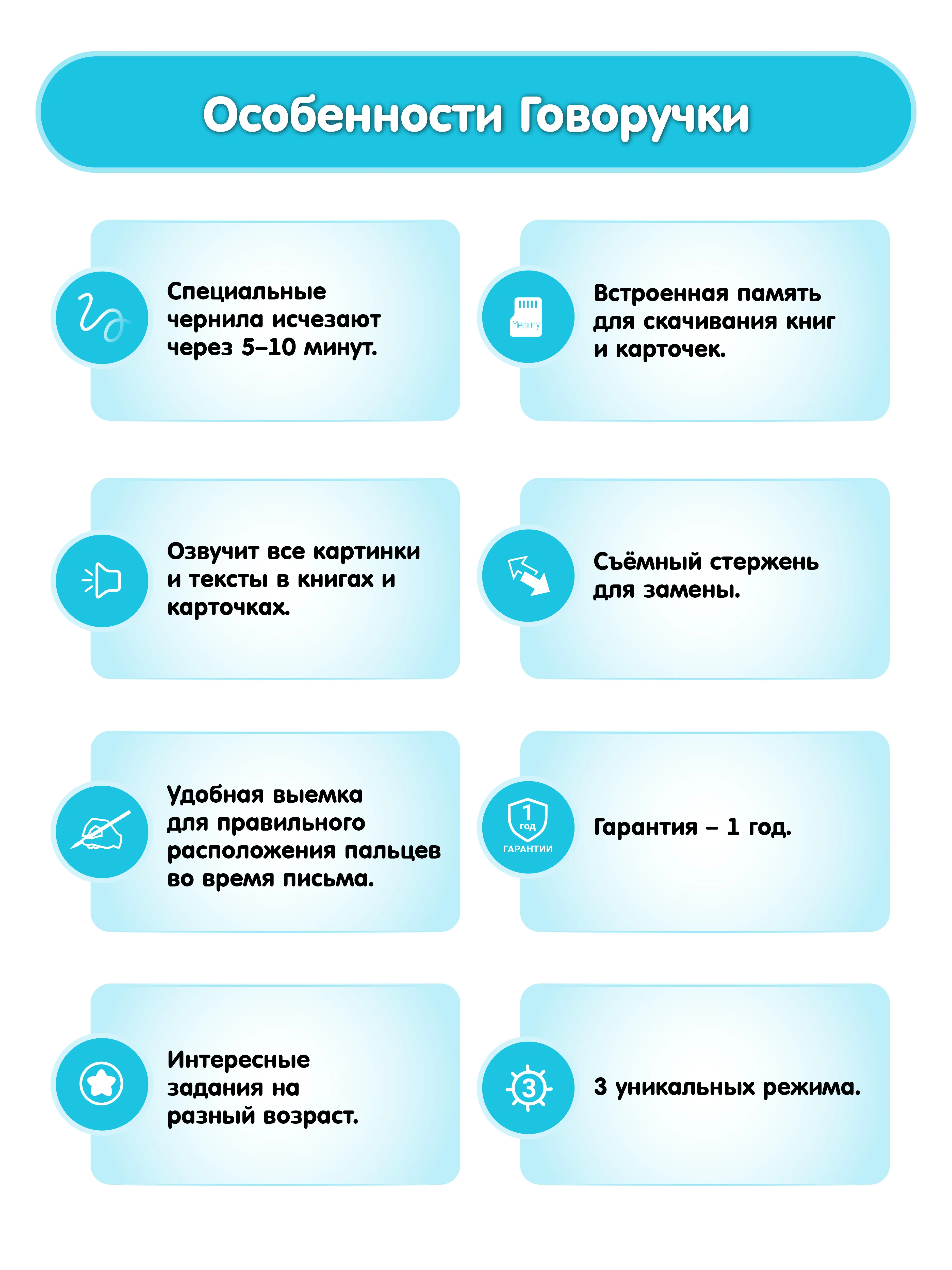 Голубой говоручка тренажер для письма - Интерактивная умная ручка