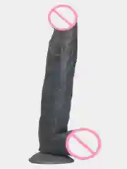 Угольный большой дилдо фалоиммитатор на присоске