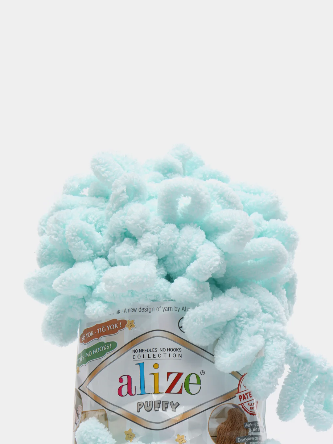 Мятный пряжа Alize Puffy, петельки большие, микрополиэстер, 100 г, 9 м