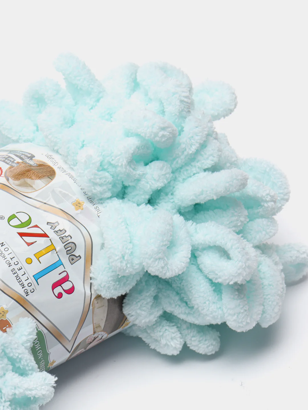 Мятный пряжа Alize Puffy, петельки большие, микрополиэстер, 100 г, 9 м