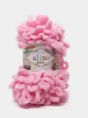 Розовый пряжа Alize Puffy, петельки большие, микрополиэстер, 100 г, 9 м