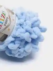 Светло-синий пряжа Alize Puffy, петельки большие, микрополиэстер, 100 г, 9 м