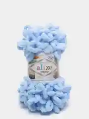 Светло-синий пряжа Alize Puffy, петельки большие, микрополиэстер, 100 г, 9 м