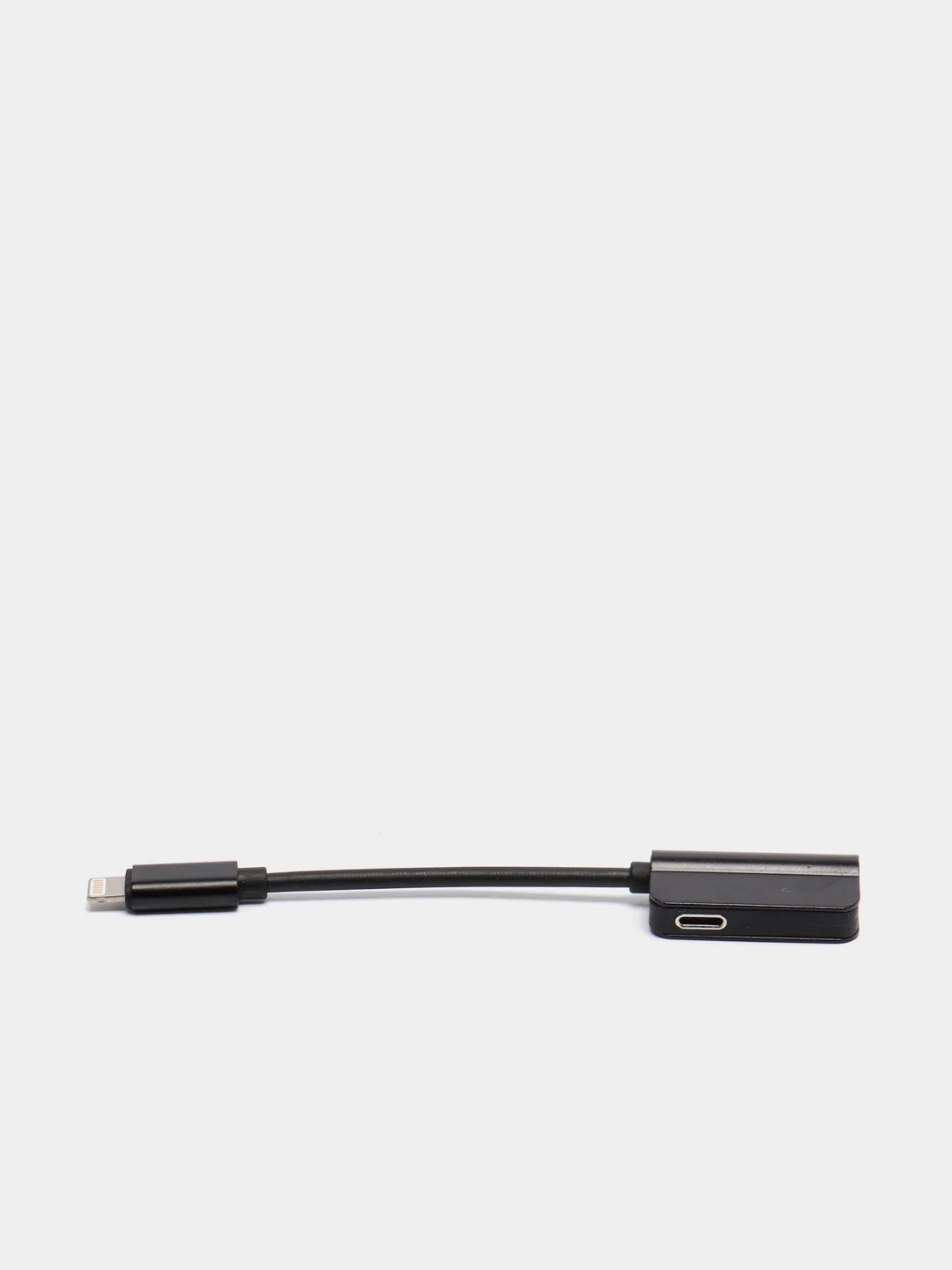 Черный переходник адаптер 2в1 для наушников AUX аукс 3.5 мм и Lightning iPhone на айфон