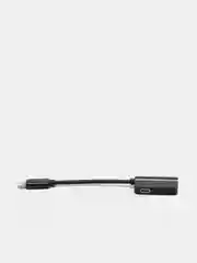 Черный переходник адаптер 2в1 для наушников AUX аукс 3.5 мм и Lightning iPhone на айфон